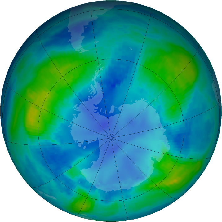 Antarctic ozone map for 26 April 1986